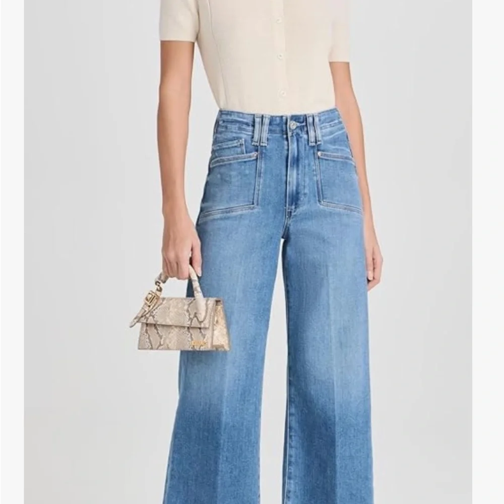 PAIGE Anessa High-Rise jeans with cropped wide leg and Raw Hem - size 26 - NWT - Picture 13 of 14